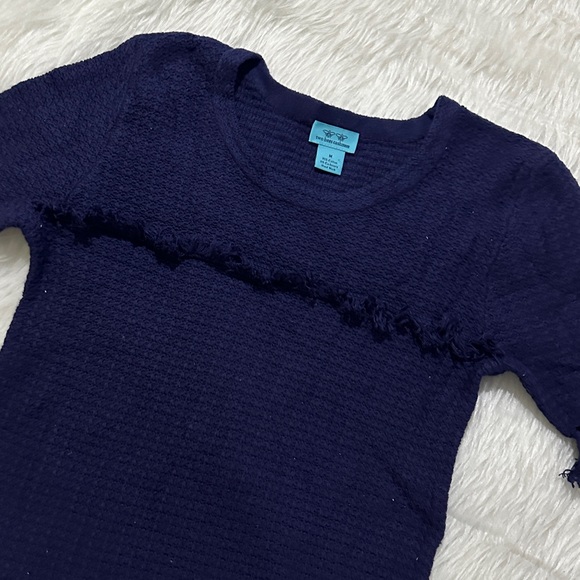 Two bees cashmere Blue knit Textured Top - Picture 2 of 7